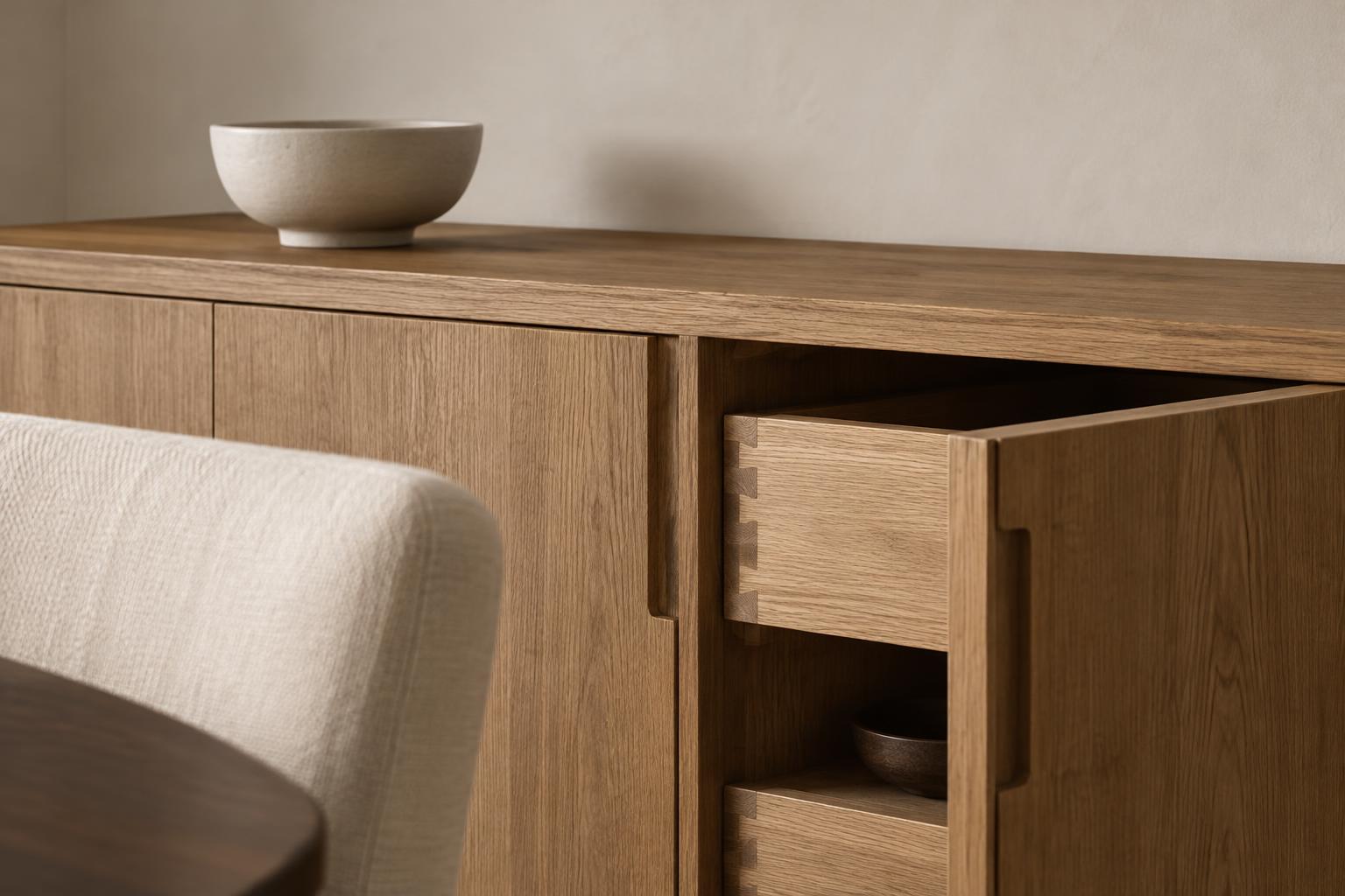 Solid timber joinery and tactile upholstery — Conceptual Design Visualisation.